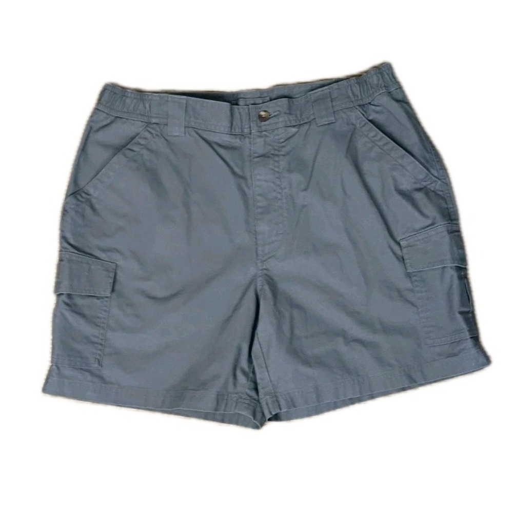 L.L. Bean Mens Gray Cargo Shorts Outdoor Size 35W Elastic Comfort Waist